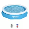 Bestway Fast Set Rund Aufblasbarer Pool-Set 3,05 m x 66 cm, 3200 L, Aufblasbarer Pool, Kind & Erwachsener, Blau, Weiß, 9,26 kg