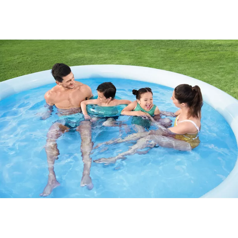 Bestway Fast Set Rund Aufblasbarer Pool-Set 3,05 m x 66 cm, 3200 L, Aufblasbarer Pool, Kind & Erwachsener, Blau, Weiß, 9,26 kg
