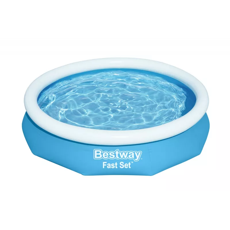 Bestway Fast Set Rund Aufblasbarer Pool-Set 3,05 m x 66 cm, 3200 L, Aufblasbarer Pool, Kind & Erwachsener, Blau, Weiß, 9,26 kg