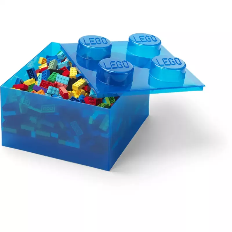 Aufbewahrungsbox Room Copenhagen LEGO Storage Brick 4 Top Lid Glitter — blau/transparent