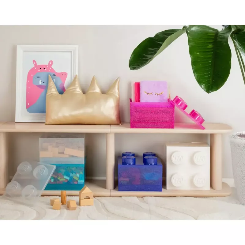 Aufbewahrungsbox Room Copenhagen LEGO Storage Brick 4 Top Lid Glitter — lila/transparent