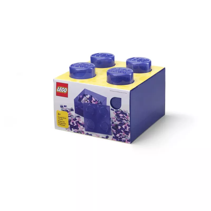 Aufbewahrungsbox Room Copenhagen LEGO Storage Brick 4 Top Lid Glitter — lila/transparent