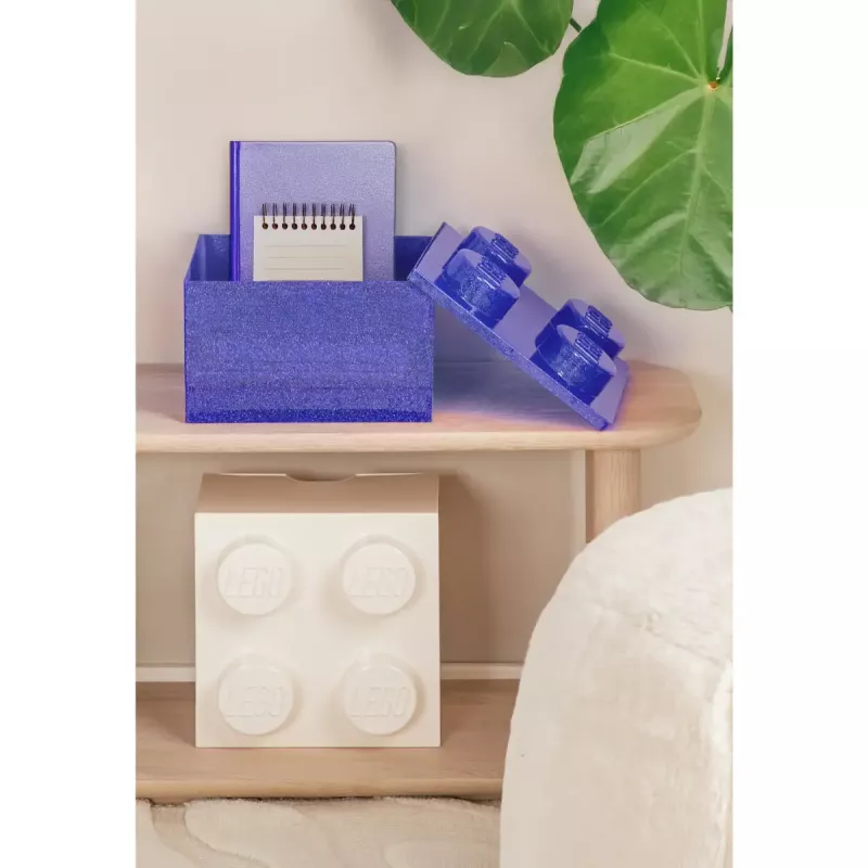 Aufbewahrungsbox Room Copenhagen LEGO Storage Brick 4 Top Lid Glitter — lila/transparent