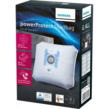 Siemens VZ41FGALL Staubbeutel 4er-Pack, Staubbeutel, Bodenstaubsauger, Weiß, Box, 4 Stk.