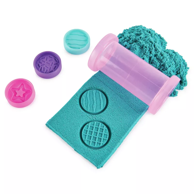 Kinetic Sand Shimmer, Einhorn-Bäckerei-Spielset, 16 oz (Schimmer-Türkis und Pink Neon), 8 Einhorn-Werkzeuge, sensorisches Spielzeug für Kinder ab 3 Jahren
