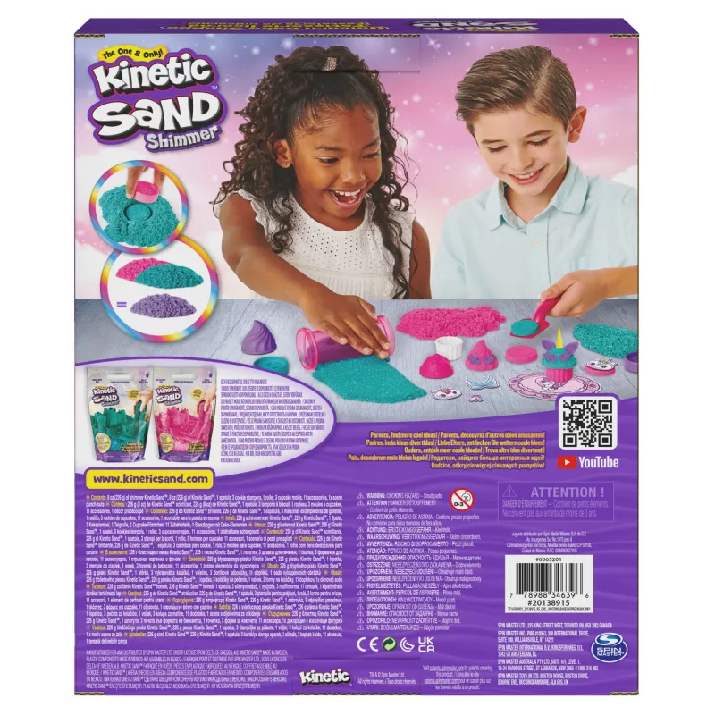 Kinetic Sand Shimmer, Einhorn-Bäckerei-Spielset, 16 oz (Schimmer-Türkis und Pink Neon), 8 Einhorn-Werkzeuge, sensorisches Spielzeug für Kinder ab 3 Jahren