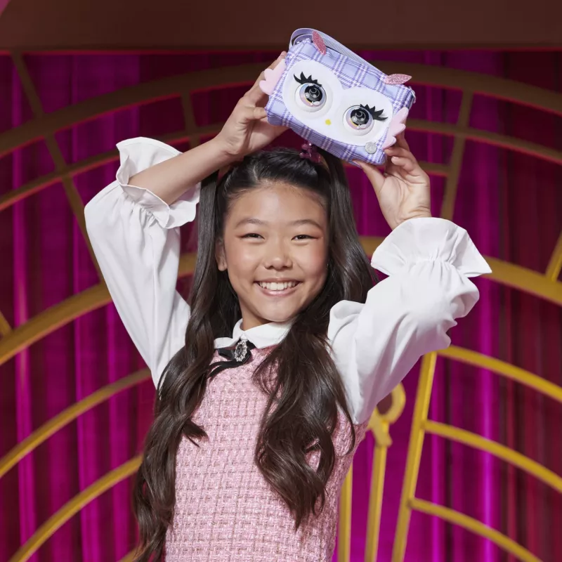 Purse Pets, Print Perfect Hoot Couture Owl, interaktives Spielzeug und Handtasche mit über 30 Geräuschen und Reaktionen, Spielzeug für Mädchen ab 5 Jahren