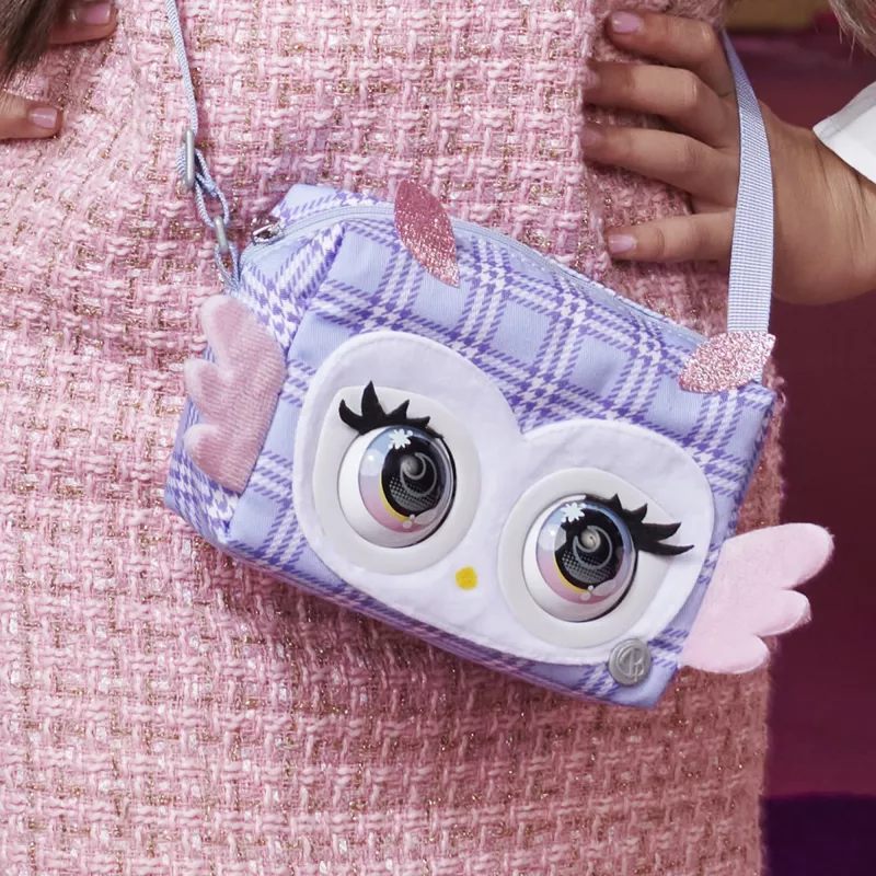 Purse Pets, Print Perfect Hoot Couture Owl, interaktives Spielzeug und Handtasche mit über 30 Geräuschen und Reaktionen, Spielzeug für Mädchen ab 5 Jahren