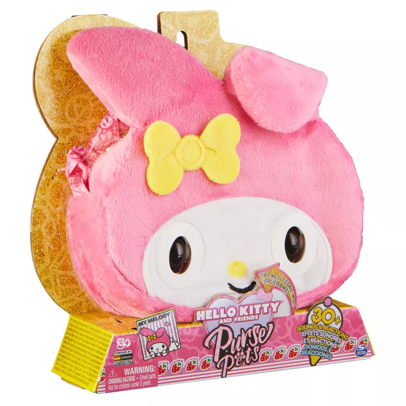Purse Pets, Sanrio Hello Kitty and Friends, My Melody interaktives Spielzeug-Haustier und Handtasche mit über 30 Geräuschen und Reaktionen, Kinderspielzeug für Mädchen