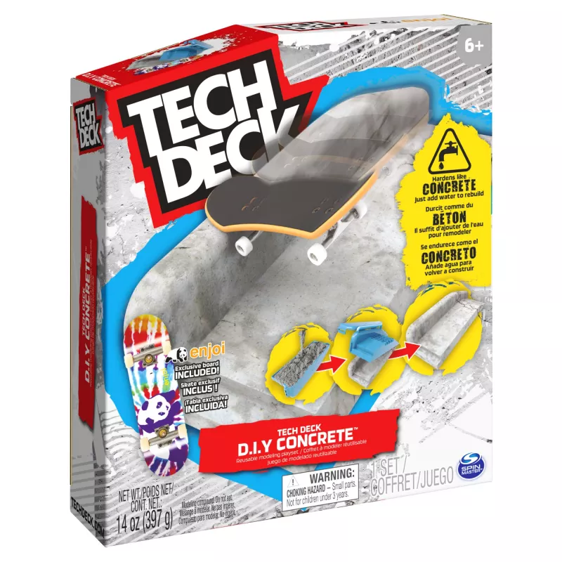 Tech Deck DIY Wiederverwendbarer Modellier-Bausatz aus Beton mit exklusivem Enjoi Fingerboard, Rail, Formen, Skatepark-Kit, Kinderspielzeug für Jungen und Mädchen ab 6 Jahren
