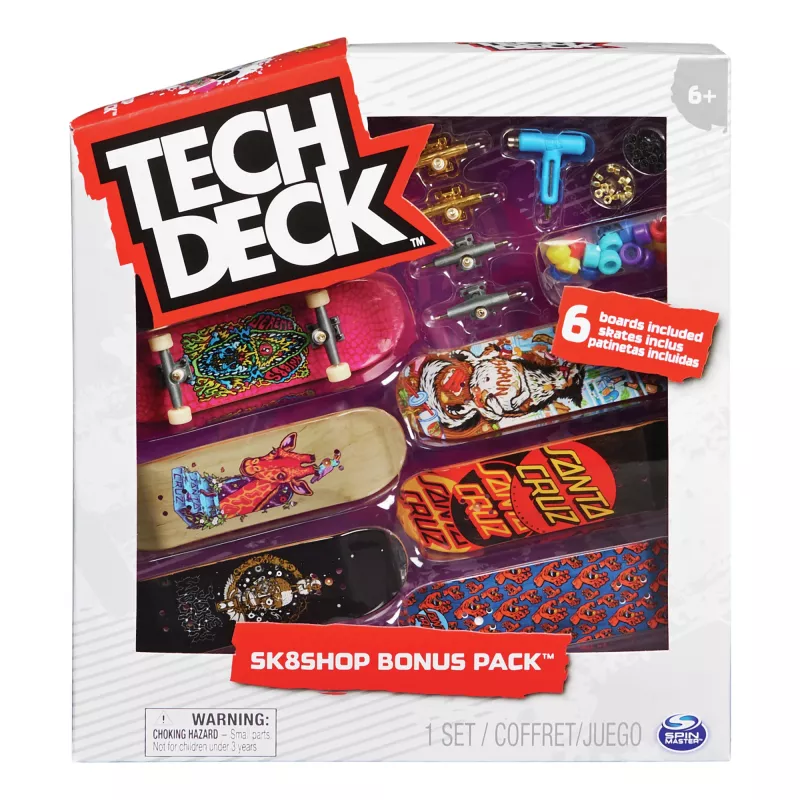 Tech Deck, Sk8shop Fingerboard Bonus Pack, Sammelbare und anpassbare Mini-Skateboards (Stile können variieren)