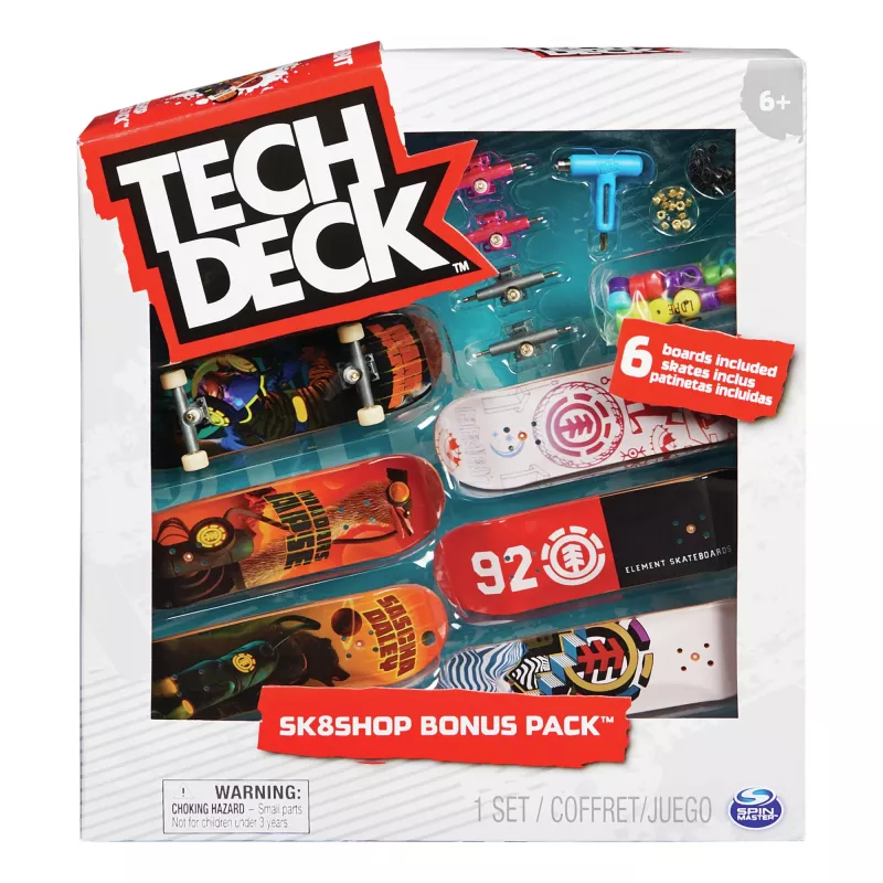 Tech Deck, Sk8shop Fingerboard Bonus Pack, Sammelbare und anpassbare Mini-Skateboards (Stile können variieren)