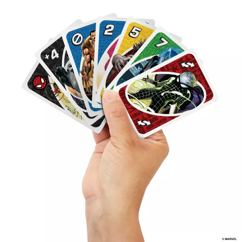 UNO The Amazing Spider-Man Kartenspiel für Kinder, Erwachsene & Familienabend inspiriert von der Marvel-Comicserie