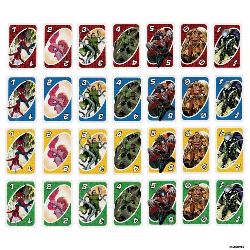 UNO The Amazing Spider-Man Kartenspiel für Kinder, Erwachsene & Familienabend inspiriert von der Marvel-Comicserie