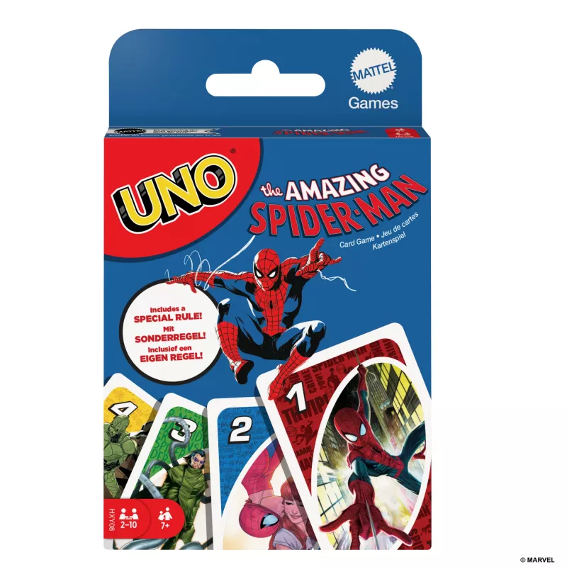 UNO The Amazing Spider-Man Kartenspiel für Kinder, Erwachsene & Familienabend inspiriert von der Marvel-Comicserie