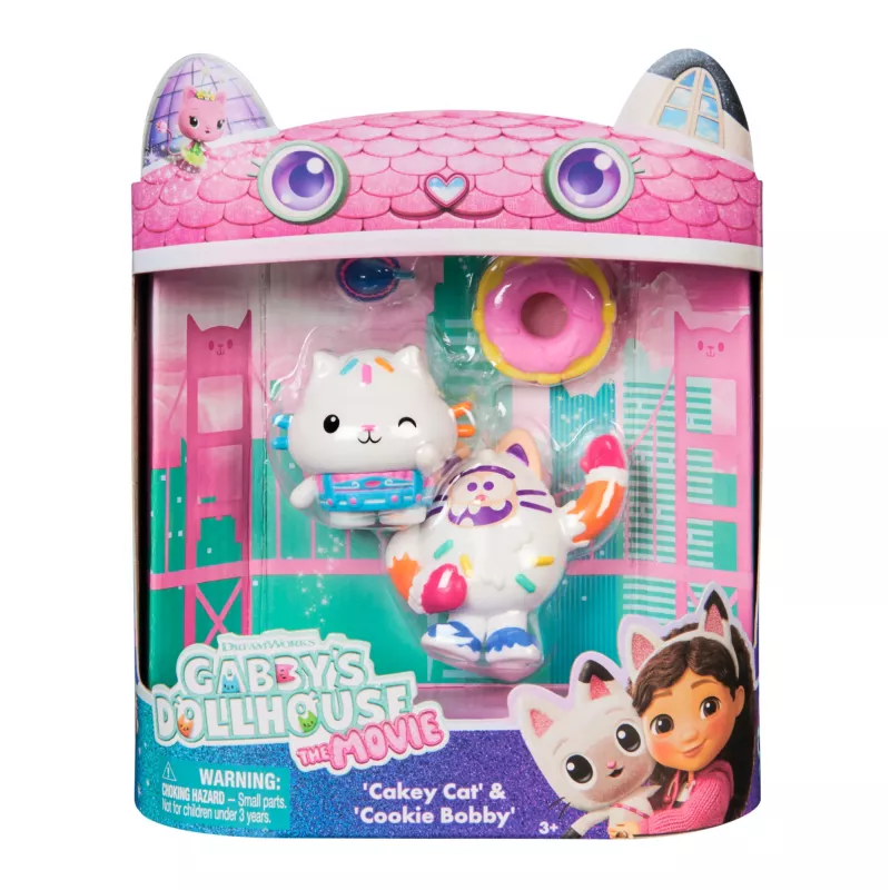 Gabbys Puppenhaus: Der Film, Cakey Cat & Cookie Bobby, Spielfiguren mit 2 Zubehörteilen, Kinderspielzeug für Mädchen & Jungen ab 3 Jahren
