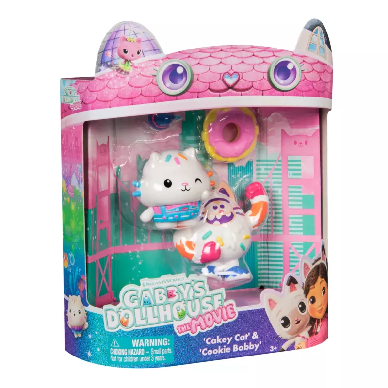 Gabbys Puppenhaus: Der Film, Cakey Cat & Cookie Bobby, Spielfiguren mit 2 Zubehörteilen, Kinderspielzeug für Mädchen & Jungen ab 3 Jahren