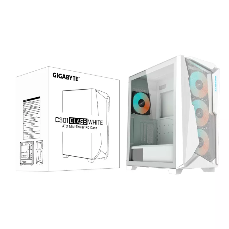 GIGABYTE C301GW Computergehäuse Midi Tower Weiß