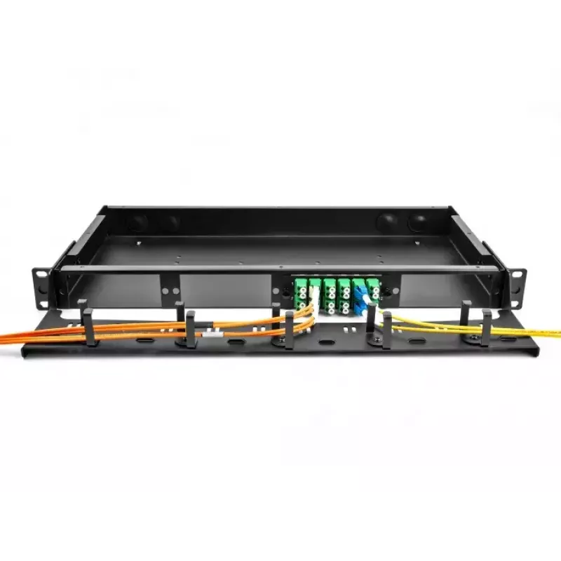 DeLOCK 19 Zoll Glasfaser-HD-Patchpanel 1U Schwarz Metall Rack-Montage