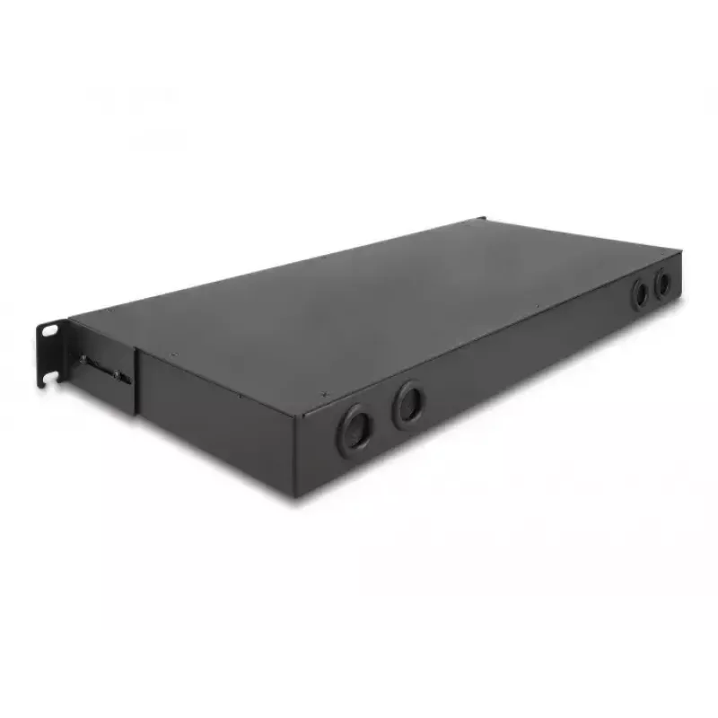 DeLOCK 19 Zoll Glasfaser-HD-Patchpanel 1U Schwarz Metall Rack-Montage