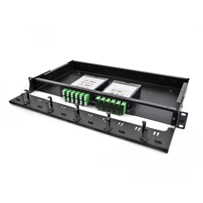 DeLOCK 19 Zoll Glasfaser-HD-Patchpanel 1U Schwarz Metall Rack-Montage