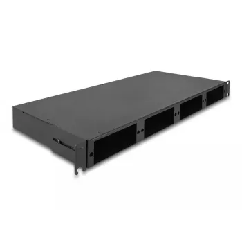 DeLOCK 19 Zoll Glasfaser-HD-Patchpanel 1U Schwarz Metall Rack-Montage