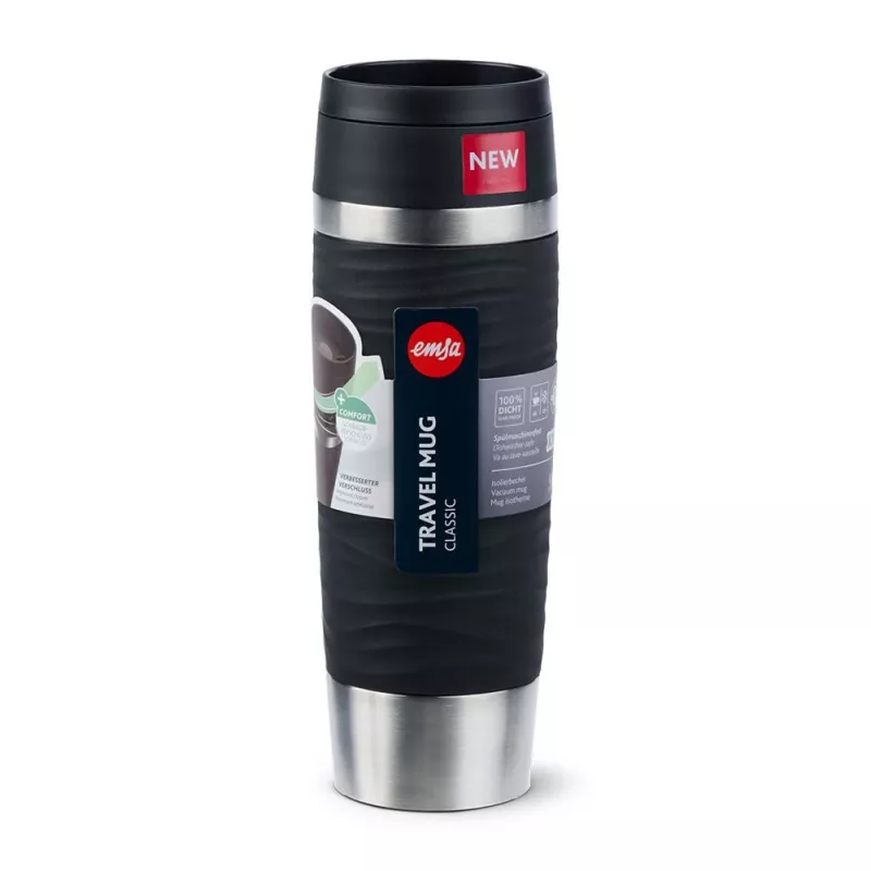 EMSA Travel Mug Waves Grande 500 ml Schwarz, Edelstahl