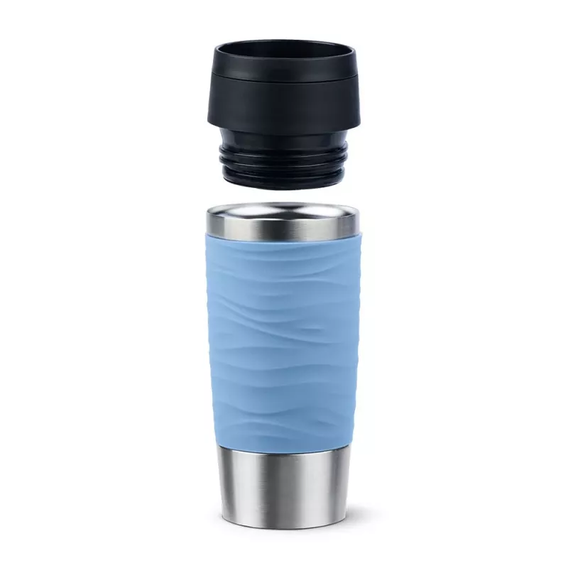Reisebecher EMSA N20213 hellblau, Edelstahl, 0,36 L, vakuumisoliert