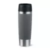Reisebecher EMSA Classic Grande 500 ml — Grau Edelstahl, Silikonabdeckung, Polypropylendeckel, Ø 8,3 cm × 240 mm