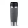 Reisebecher EMSA Classic Grande 500 ml — Grau Edelstahl, Silikonabdeckung, Polypropylendeckel, Ø 8,3 cm × 240 mm