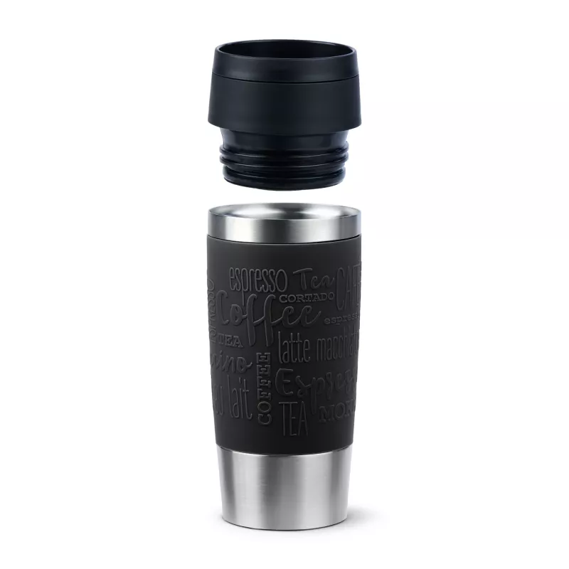 EMSA Travel Mug Classic N2020200 Reisebecher 360 ml Schwarz, Edelstahl Edelstahl