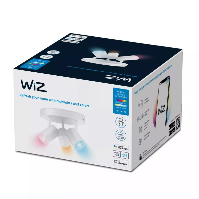 Smart-Leuchtenspot WiZ IMAGEO 3-fach verstellbarer Strahler Runde Platte Weiß