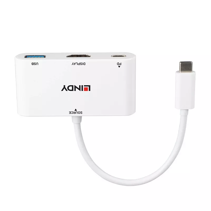 Lindy USB 3.2 Typ C zu HDMI Konverter mit USB Typ A Port und Power Delivery