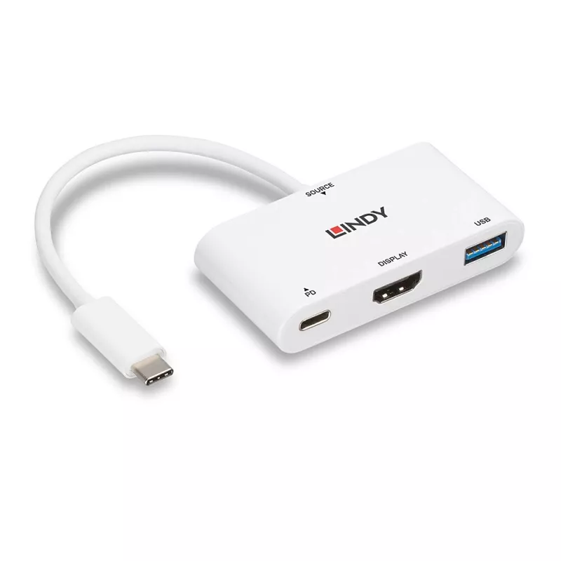 Lindy USB 3.2 Typ C zu HDMI Konverter mit USB Typ A Port und Power Delivery