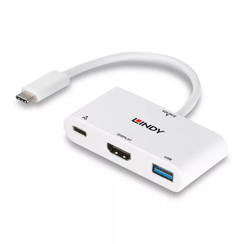 Lindy USB 3.2 Typ C zu HDMI Konverter mit USB Typ A Port und Power Delivery