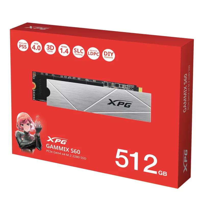 SSD-Festplatte ADATA 512 GB M.2 PCI Express 4.0 NVMe GAMMIX S60