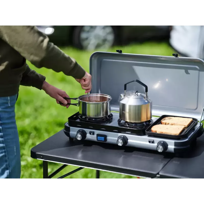 Flüssigbrennstoffkocher Campingaz 2 MULTI COOK, 2 Kochzonen, manuelle Regelung