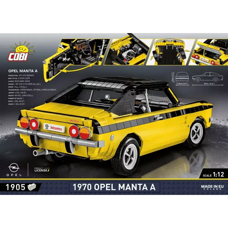 Konstruktionsspielzeug Cobi Opel Manta A 1970 Modell im Maßstab 1:12, Bausteinset