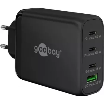 Goobay 65555 Ladegerät Innenbereich AC Schnellladung Laptop Smartphone Schwarz