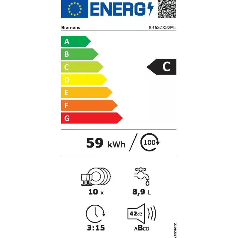 Siemens iQ500 SR65ZX22ME Geschirrspüler Vollintegrierbar 10 Maßgedecke C