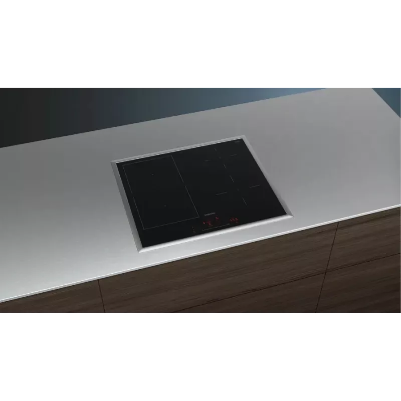 Induktionskochfeld Siemens iQ500 ED64RHSB1E 4-Zonen Einbau 60 cm Schwarz/Edelstahl Touch-Bedienung