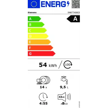 Siemens iQ700 SN87TX00CE Geschirrspüler Vollintegriert 14 Maßgedecke
