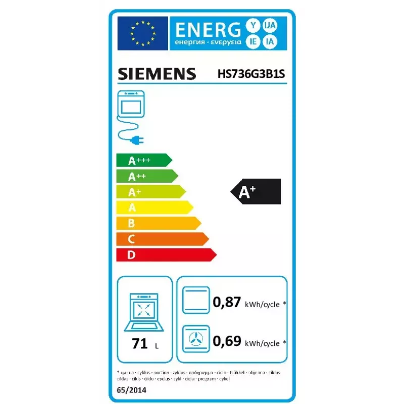 Siemens HS736G3B1 Backofen 71 L Schwarz, Edelstahl