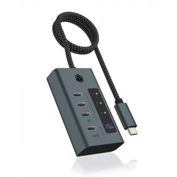 ICY BOX IB-HUB1454-C31 USB 3.2 Gen 1 (3.1 Gen 1) Type-C 10000 Mbit/s Blau, Grau