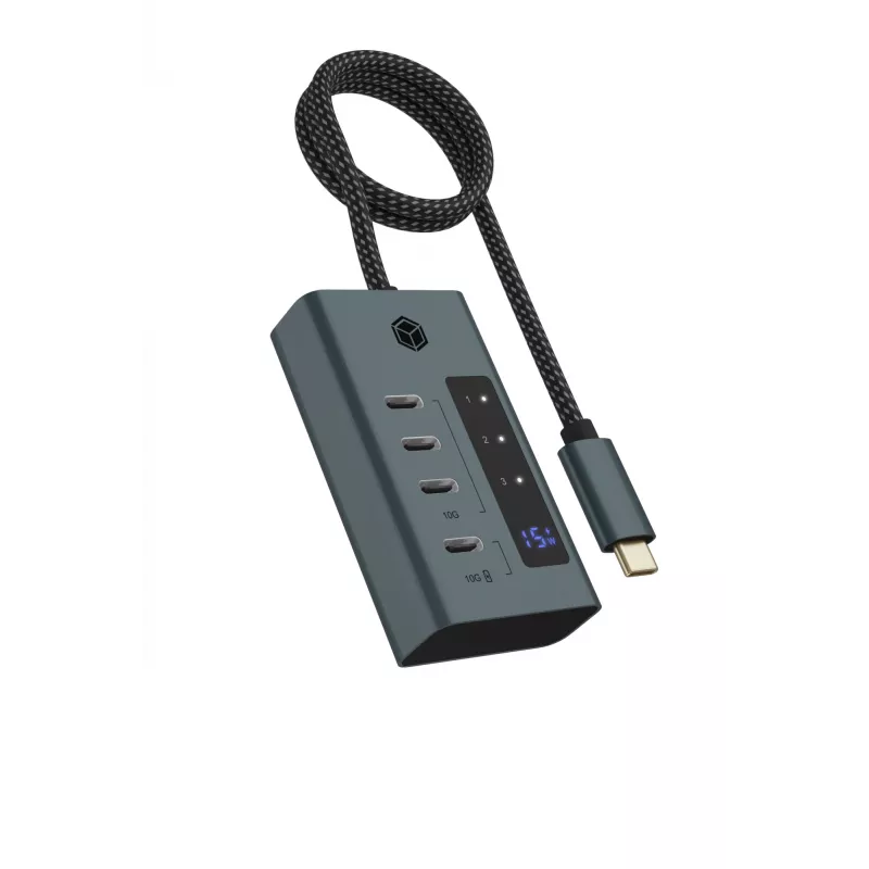 ICY BOX IB-HUB1454-C31 USB 3.2 Gen 1 (3.1 Gen 1) Type-C 10000 Mbit/s Blau, Grau