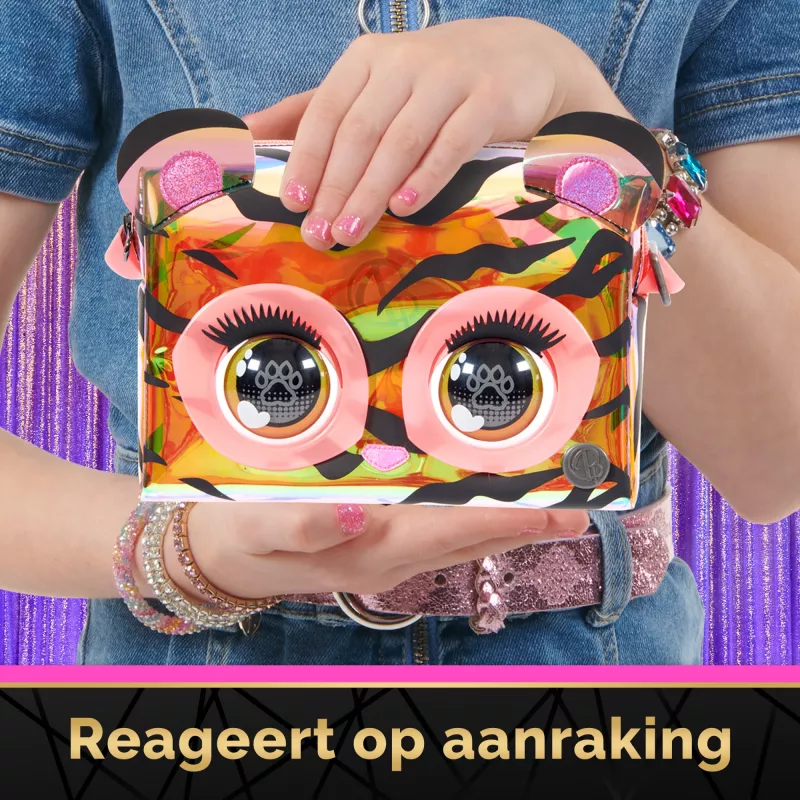 Purse Pets, Purrisma Interaktives Tiger-Haustier-Spielzeug & Umhängetasche, über 30 Geräusche & Reaktionen, Kinderspielzeug für Mädchen & Tweens