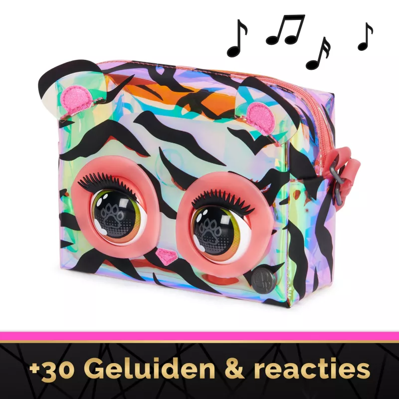 Purse Pets, Purrisma Interaktives Tiger-Haustier-Spielzeug & Umhängetasche, über 30 Geräusche & Reaktionen, Kinderspielzeug für Mädchen & Tweens