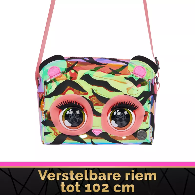 Purse Pets, Purrisma Interaktives Tiger-Haustier-Spielzeug & Umhängetasche, über 30 Geräusche & Reaktionen, Kinderspielzeug für Mädchen & Tweens