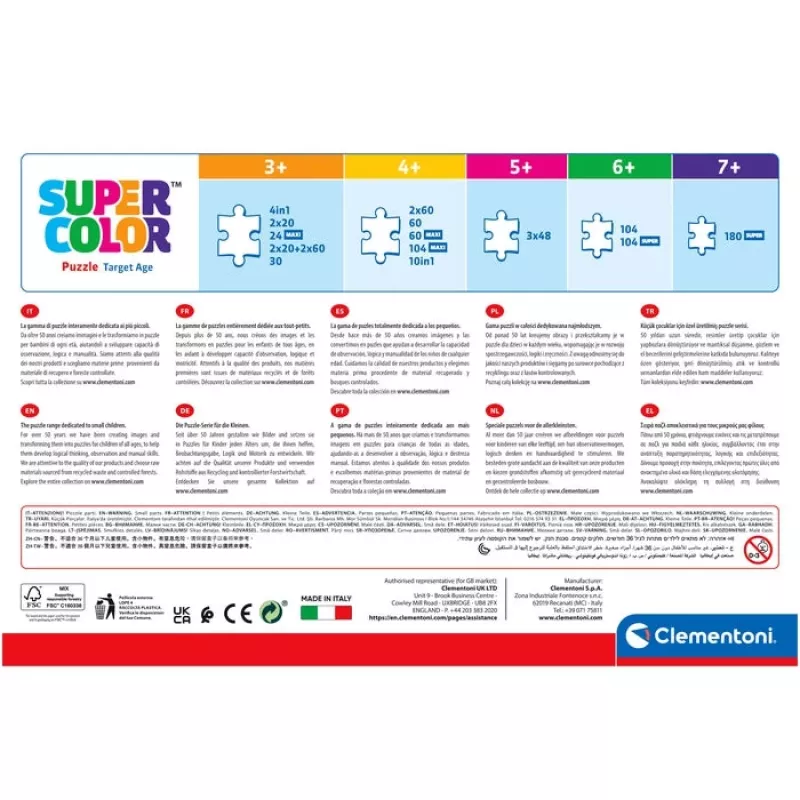 Puzzle Clementoni Supercolor Disney Princess – 104 Teile, Breite 485 mm, Alter 4–6
