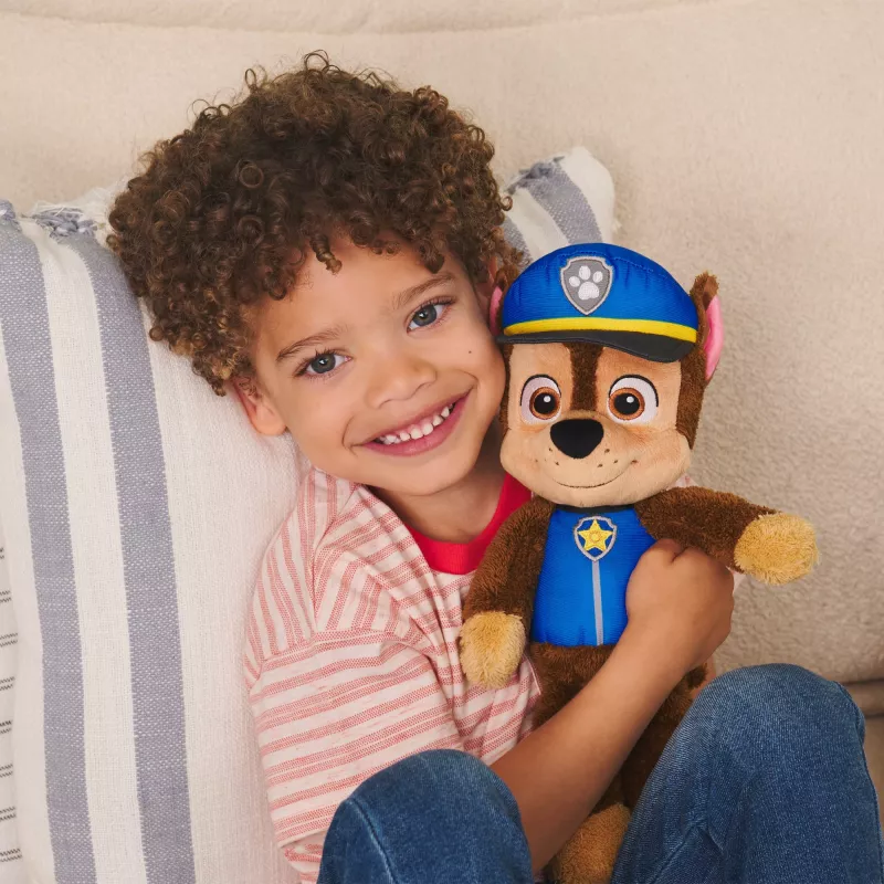 PAW Patrol GUND Official Chase Take Along Buddy Plüschtier, Premium Stofftier für Kinder ab 1 Jahr, Blau/Braun, 33 cm